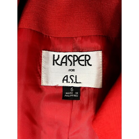 Kasper ASL 6 Red Black Cropped Blazer Gold Button Jacket Career Y2K Power Office - Picture 9 of 11